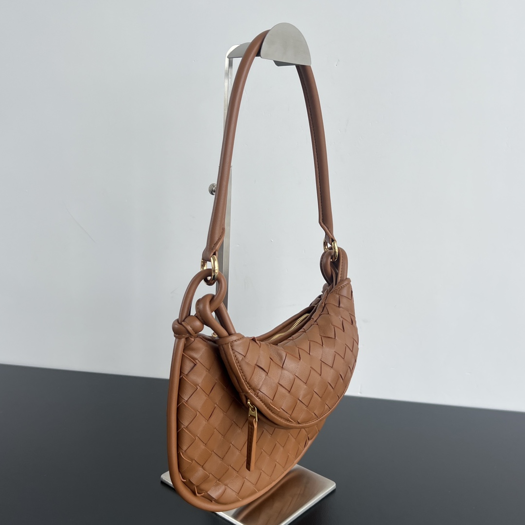 Small Gemelli Intrecciato Leather Shoulder Bag Caramel